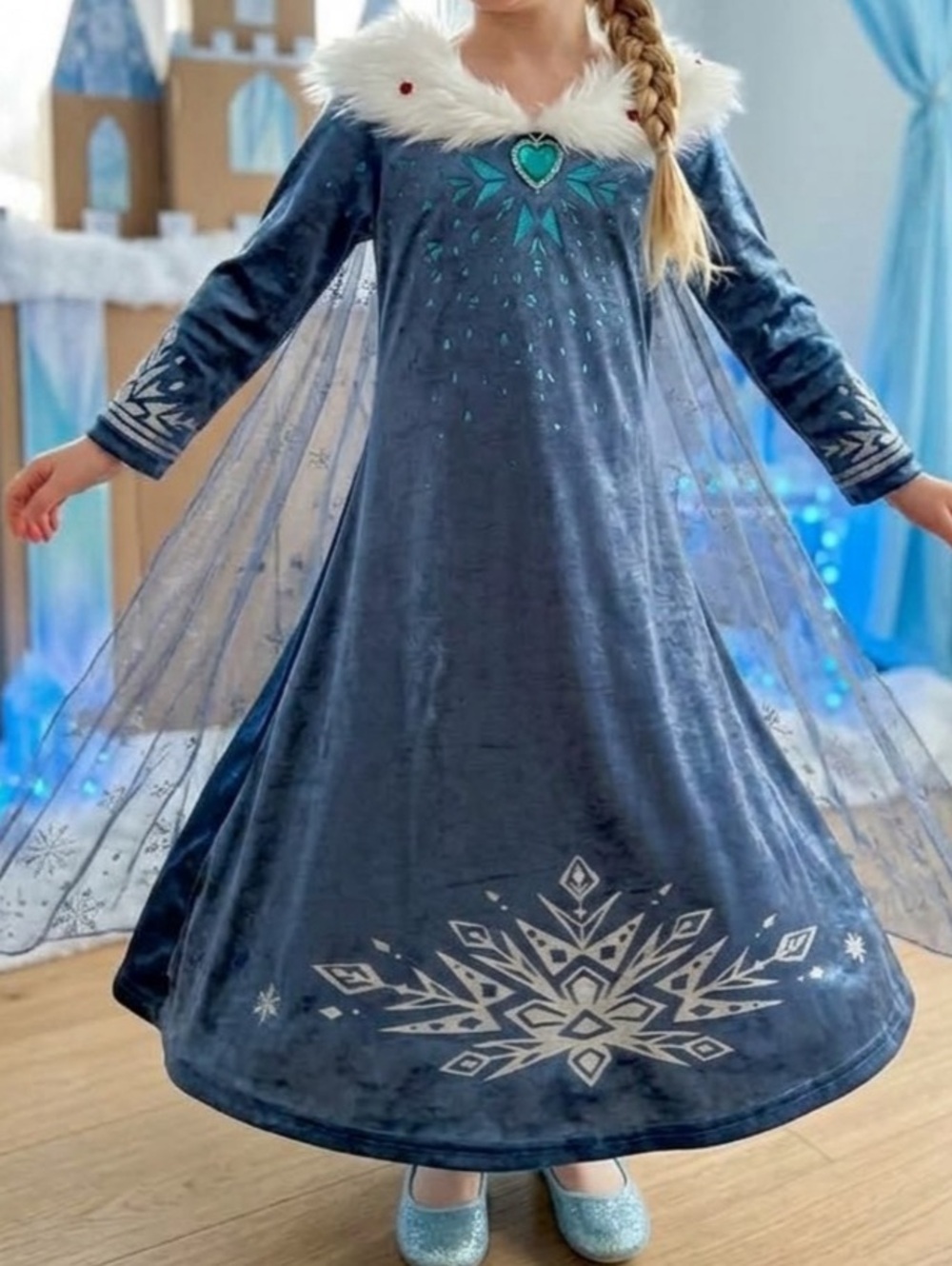 Elsa Frozen Winter Princess Costume Dress Girls Size 130 cm Halloween Christmas